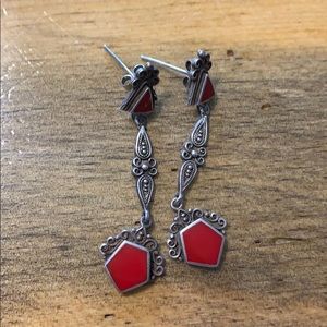 Vintage Sterling Silver Inlaid Earrings